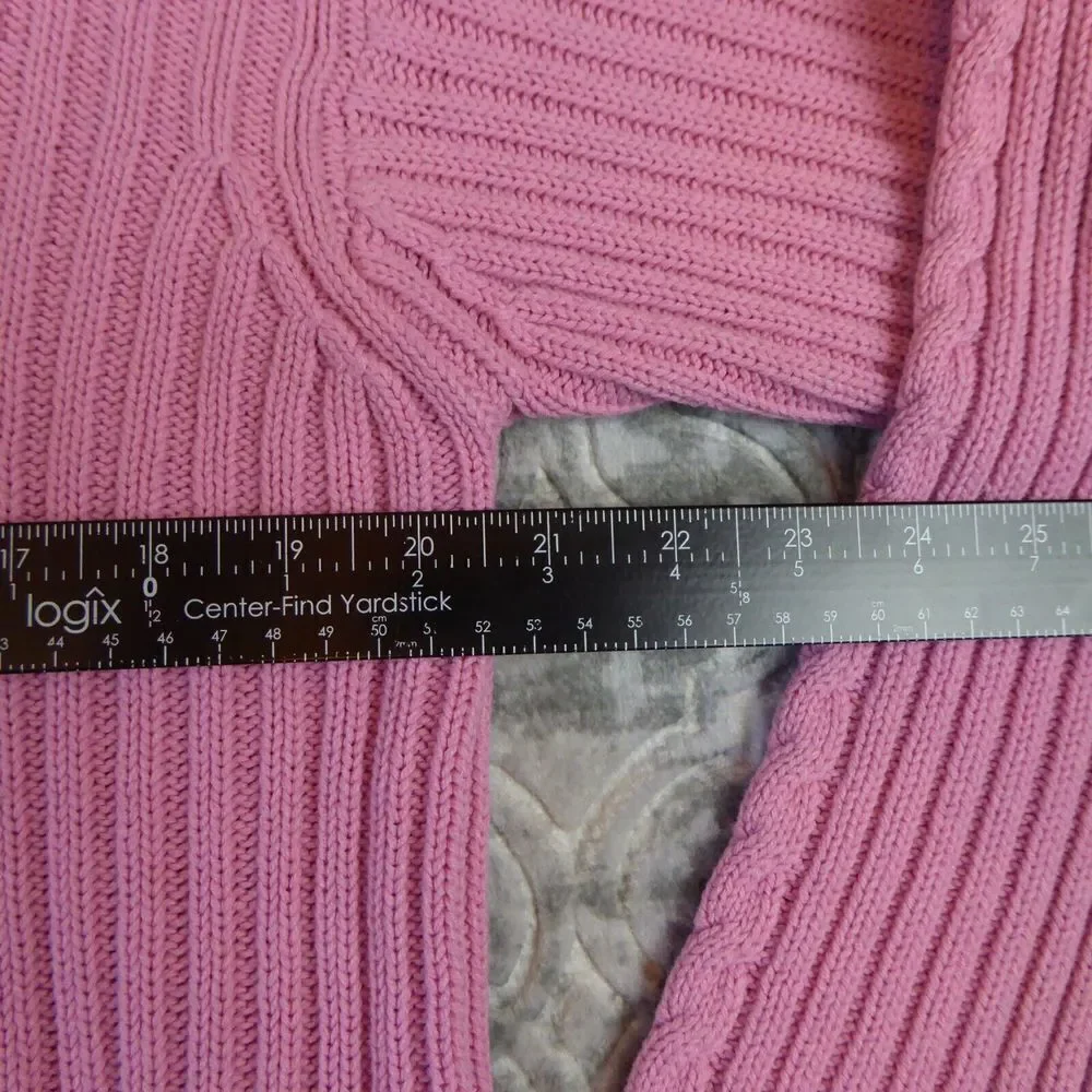 Vintage Partners by Mervyn's Sweater  Women's Large Pink Cable Knit Pullover